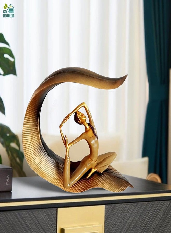 Go Hooked Yoga Lady Statue Polyresin Meditating Woman Figurine for Home & Office Décor 22Cm | Elegant Yoga Showpiece | Zen Décor | Namaste Meditation Idol | Decorative Woman Statue (Gold) - Image 5